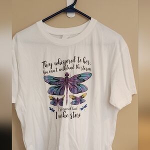 Women's White Graphic Tee with Butterfly Design